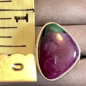 Sterling silver and genuine Ruby in Zoisite ring - adjustable